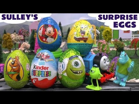 Surprise Eggs Scooby-Doo Spongebob Play Doh Thomas The Train Sulley Kinder Hot Wheels Mickey Mouse