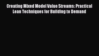 Read Creating Mixed Model Value Streams: Practical Lean Techniques for Building to Demand Ebook