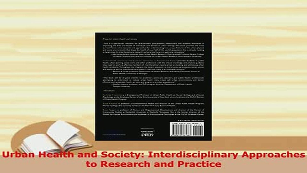 PDF  Urban Health and Society Interdisciplinary Approaches to Research and Practice PDF Online