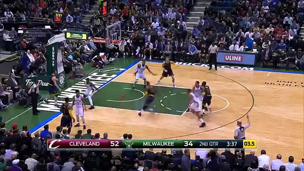 LeBron James Powerful Dunk - Cavaliers vs Bucks - April 5, 2016 - NBA 2015-16 Season