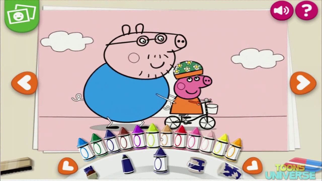 Peppa Pig Bike Riding with Daddy Pig Nick Jr Coloring Book Creativity for Children HD