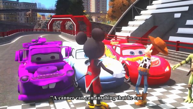 Spiderman Car For Kids - The Limerick Song - CARS Sheriff Woody & Mickey Mouse