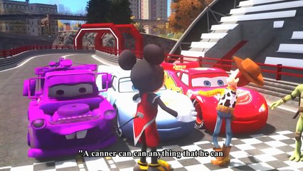 Spiderman Car For Kids - The Limerick Song - CARS Sheriff Woody & Mickey Mouse