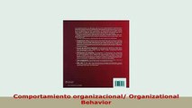 PDF  Comportamiento organizacional Organizational Behavior Read Full Ebook