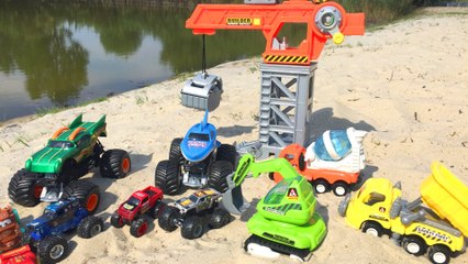 Мультик про машинки и строительную технику с игрушками СТРОИТЕЛЬСТВО ВОДНЫХ ГОРОК Машинки для детей