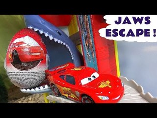 Disney Cars Kinder Surprise Eggs Play Doh Thomas The Train Jaws Shark Escape McQueen Hot Wheels Kids