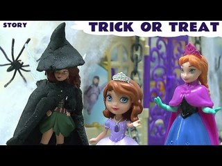 Trick Or Treat Halloween  Play Doh Frozen Fairy Princess Sofia Anna Queen Elsa Story Pirate Fairy