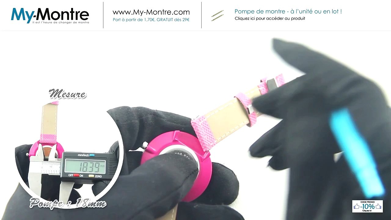 Mesurer la barre qui tient le bracelet sur une montre