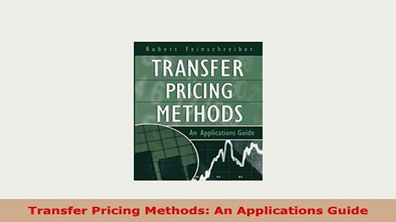 PDF  Transfer Pricing Methods An Applications Guide Download Online