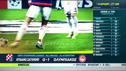 Ντιναμό Ζάγκρεμπ Ολυμπιακός 0 1 (CL) {20/10/2015}