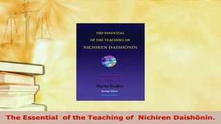 PDF  The Essential  of the Teaching of  Nichiren Daishōnin  Read Online