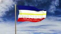Mecklenburg Vorpommern Flag With Title Waving In The Wind. Looping Sun Rises