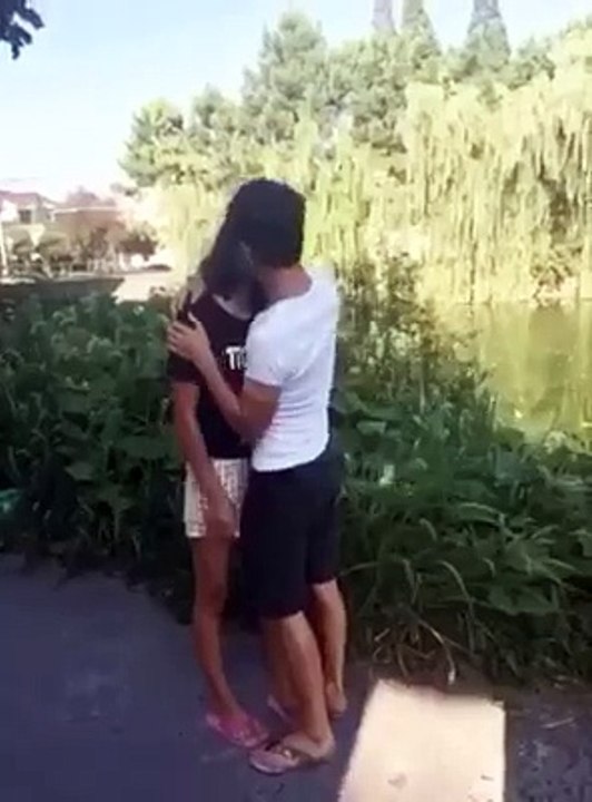 Guy slips watching smooch