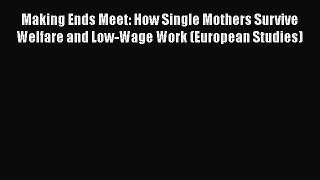 Read Making Ends Meet: How Single Mothers Survive Welfare and Low-Wage Work (European Studies)