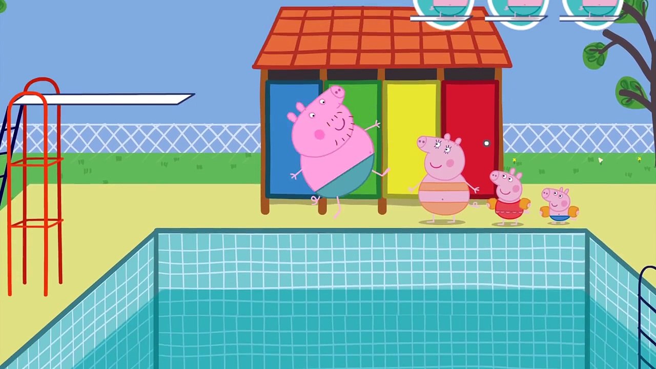 Peppa Pig On The Pool Daddy Pig Diving Game! video Dailymotion