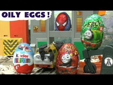 Thomas and Friends Egg Surprise Play Doh Disney Cars Hot Wheels Spider-Man Huevo Sorpresa Playdoh