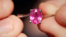 Mozambique Ruby Ring Size US 7 3/4 & UK P 1/4 - Sterling Silver Plated with White Gold  -$35 or £22