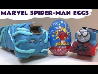 Download Video: Spider-Man Surprise Eggs Play Doh Marvel Thomas & Friends Amazing Spiderman Electro Diesel 10 Kids