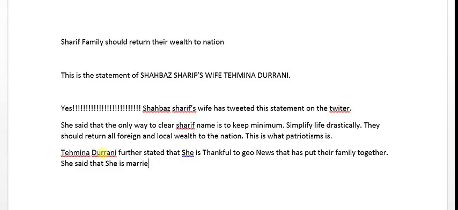 Sharif Family Should Return Their Wealth To Nation - Shahbaz Sharif Wife Tehmina Durrani Statement