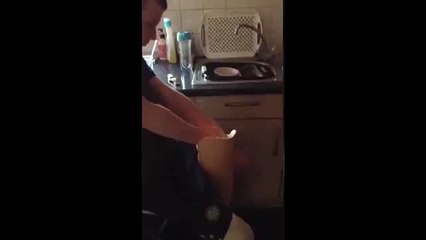 Bizarre video shows man constructing bong from prosthetic leg