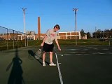 slow motion tennis serve - face on, down the line, up the line - 3.30.2010