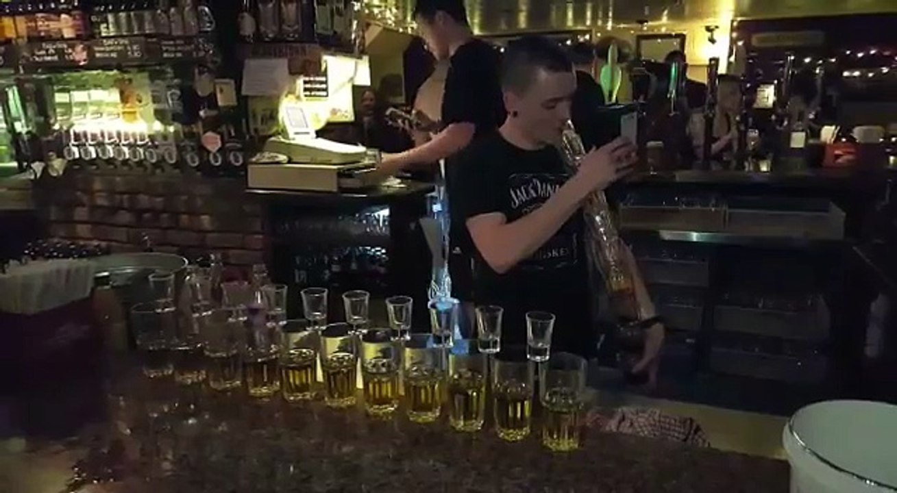 Irish Barman Showcases His Multiple-Serving Skills