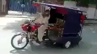 Very Amazing And Funny Pakistani Rikshaw Bike Stunt On Road Official HD MH-Production