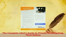 Download  The Complete Idiots Guide to Private Investigating Third Edition PDF Free