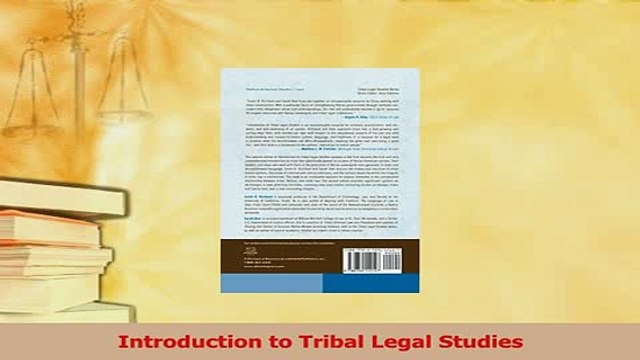 Read Introduction to Tribal Legal Studies Ebook Free
