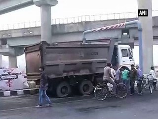 Dumper truck hits a motorcycle in national capital