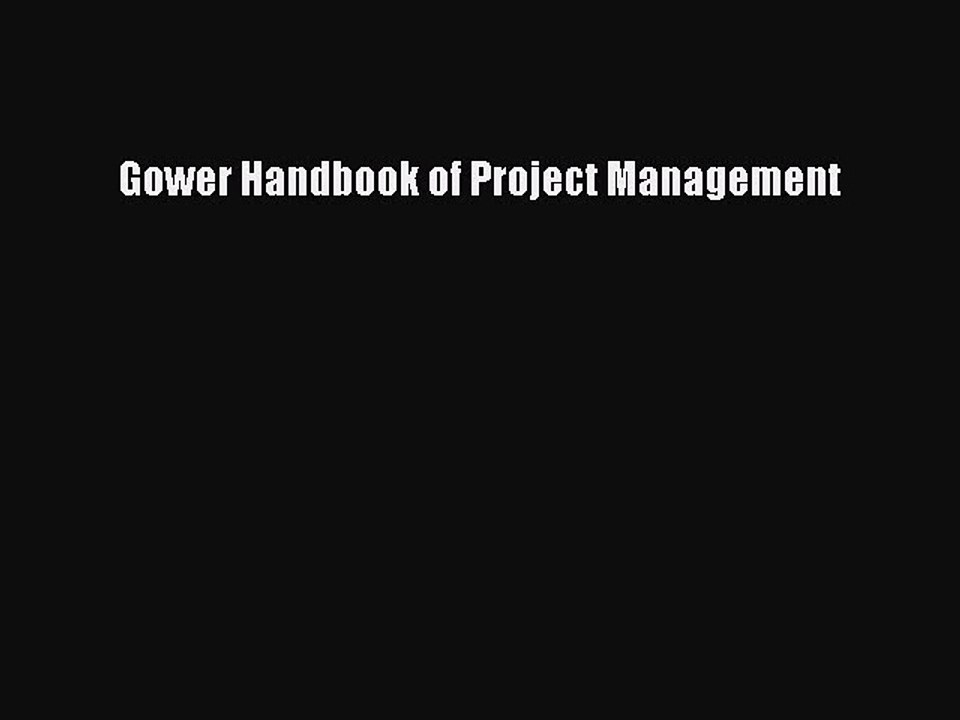 Download Gower Handbook of Project Management PDF Free