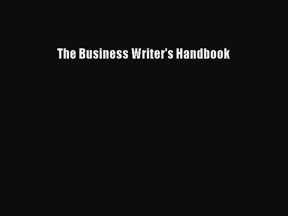 Download The Business Writer's Handbook Ebook Online