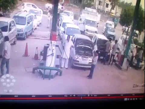 Gas station car accident & FIRE!