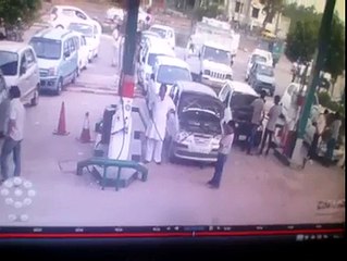 Gas station car accident & FIRE!