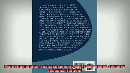 DOWNLOAD PDF  Marketing Digital Posicionamiento SEO SEM y Redes Sociales Spanish Edition FULL FREE