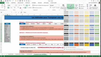 Excel - Plusieurs méthodes pour Transposer une matrice
