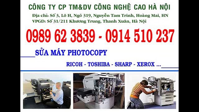 Sửa máy photocopy - Hotline: 0989 62 3839