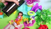 Dora The Explorer Swimming Pool and Camping Playset Daisy Beach Day Set Toy Videos Part 3