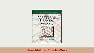 PDF  How Mutual Funds Work Download Online