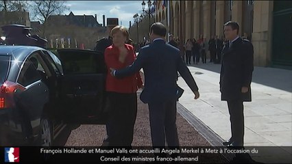 François Hollande et Manuel Valls ont accueilli Angela Merkel à Metz à l’occasion du Conseil des ministres franco-allemand