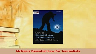 Read  McNaes Essential Law for Journalists Ebook Free