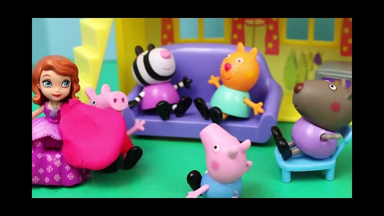 Peppa Pig and Sofia The First SLEEPOVER Slumber Party THUNDERSTORM Play-Doh Muddy Puddles