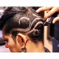 Undercut, freestyle short hair cut with designs.