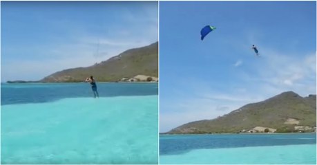 Vento quase levou praticante de Kitesurf até ao infinito e mais além