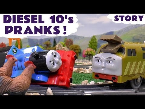 DIESEL 10's PRANKS! - Naughty Tom Moss and Diesel 10 team up together on Thomas and Friends, Funny Accident Prank featuring Transformers, Rescue Bots, Minions, and Heatwave Toys