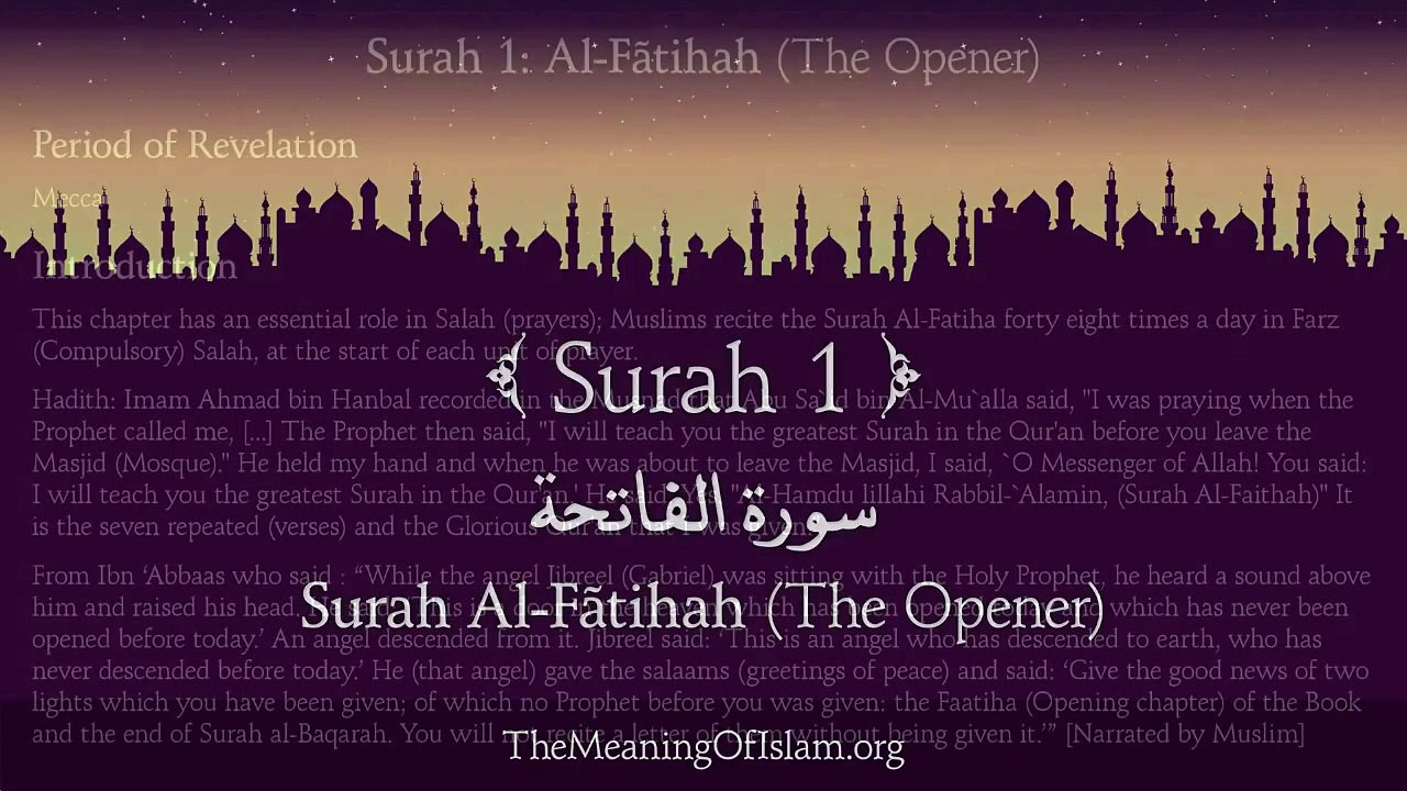 1. Surah Al Fatihah - The Opener