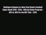 [PDF] Baltimore Ravens vs. New York Giants Football Super Bowl XXXV - 35th - Official Game