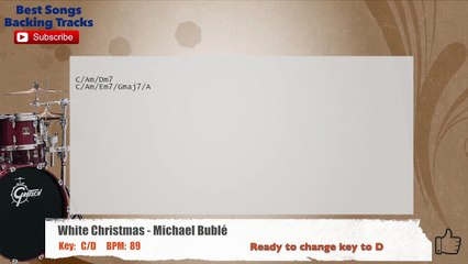 Скачать видео: White Christmas - Michael Buble Drums Backing Track with chords and lyrics