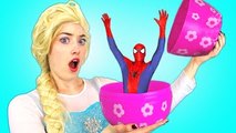 Spiderman, Elsa & Anna & Pink Spidergirl! Surprise Egg Hunt! Superheroes in Real Life  )