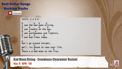 Bad Moon Rising - Creedence Clearwater Revival Vocal Backing Track with chords and lyrics